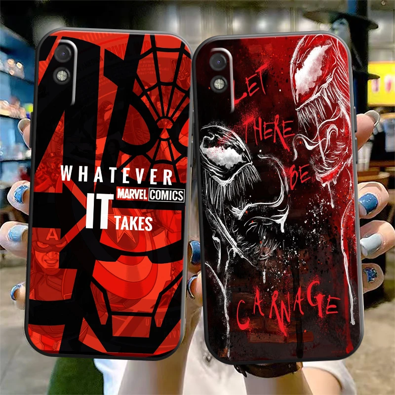 

Popular Marvel Phone Case For Xiaomi Redmi 7 7A 8 8A 8T 9 9T 9A 9C Note 7 8 9 9S Liquid Silicon Soft Funda Black Carcasa