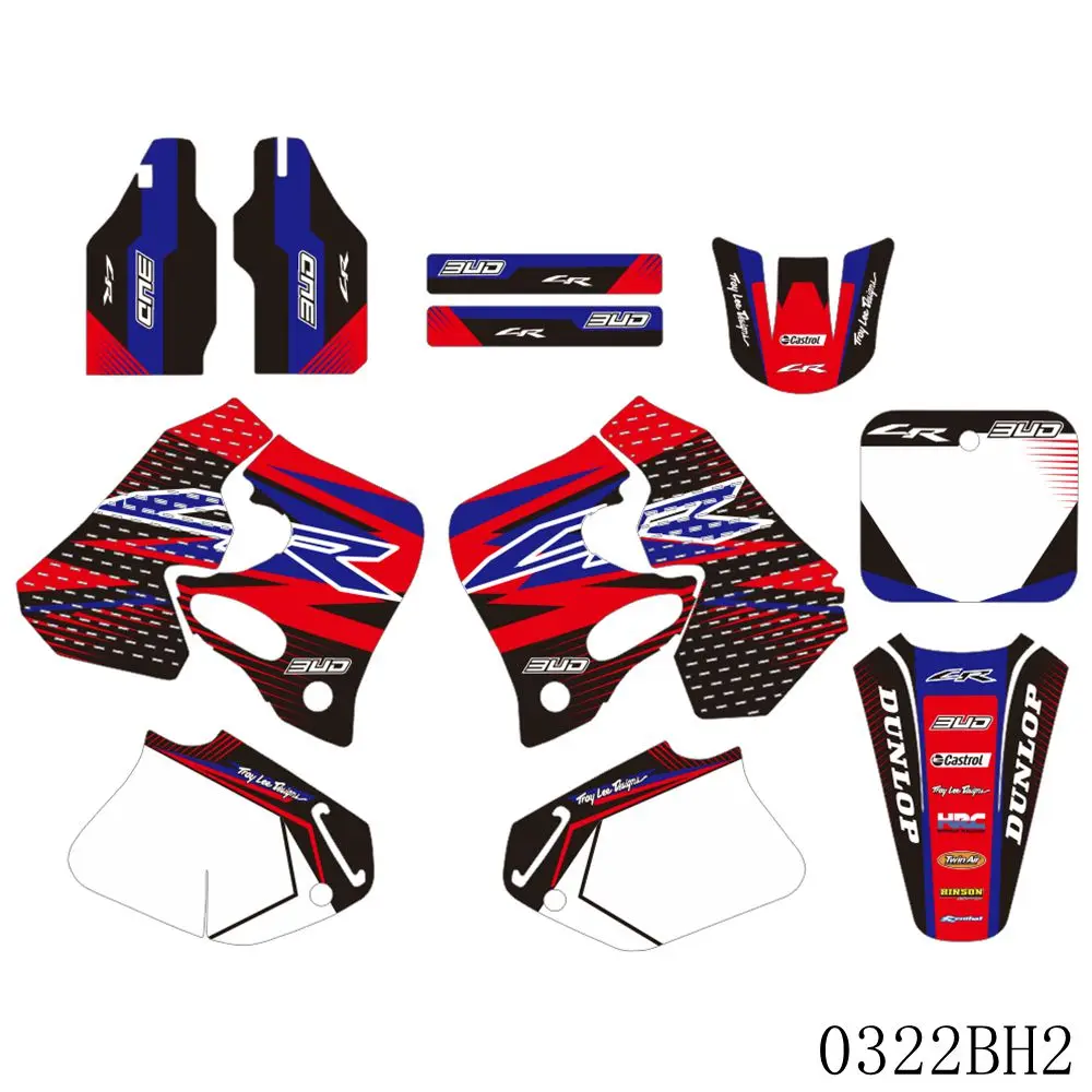 

For HONDA CR 125 CR 250 CR125 CR250 1993 1994 Full Graphics Decals Stickers Motorcycle Background Custom Number Name