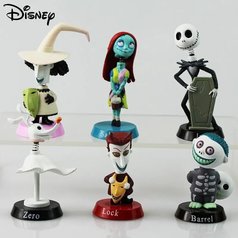 

6pcs/lot The Nightmare Before Christmas Jack Skellington Action Figure Toys Collection Model Bobble Head Doll Gifts for Children