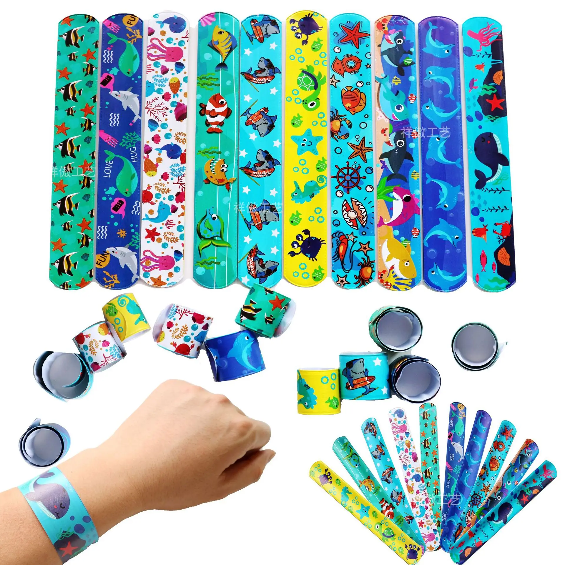 

Ocean Party Cartoon Animals Slap Bracelets Shark Dolphin Under The Sea Party Sea Creatures Mermaid Kids Birthday Party Gifts