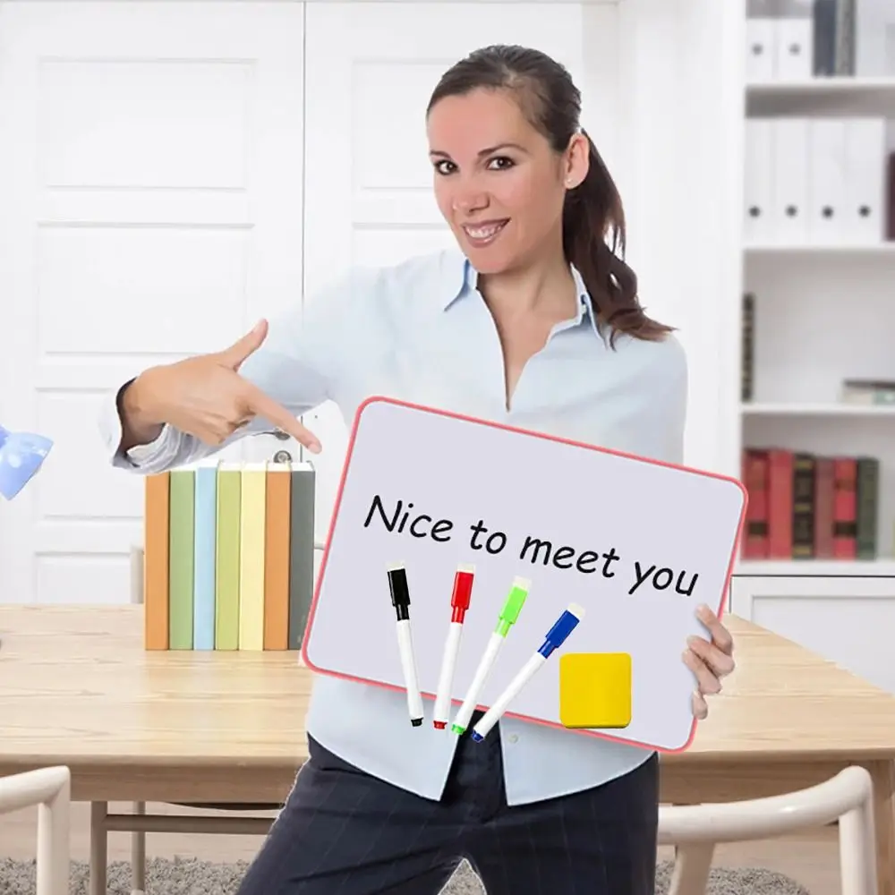 

Доска для сообщений 9X12, удобная, с 4 маркерами и 1 ластиком, стираемая мини-доска для ноутбуков, портативная, 7 цветов, доска для стирания, для студентов