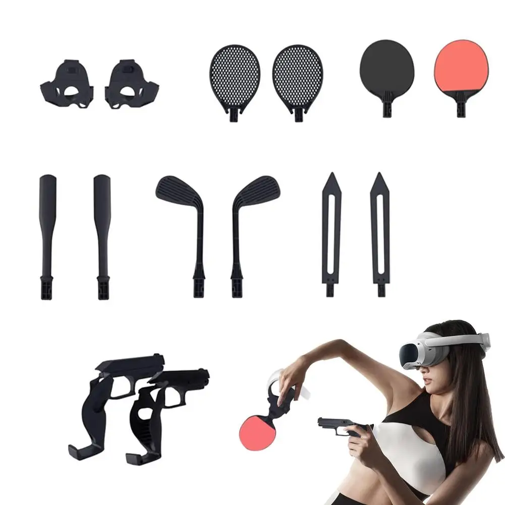 

Комплект спортивных аксессуаров 12 в 1, соматосенсорные игровые аксессуары со спортивной ракеткой, набор световых мечей для PS VR2 Handle
