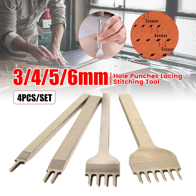 

4 шт. 3/4/5/6 мм инструмент для кожевенного ремесла дыроколы «сделай сам» инструмент для шнуровки шитья сшивания стальной Linger набор инструмент...