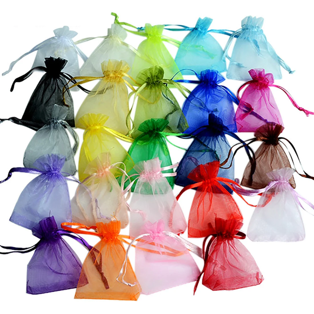 

50pcs/lot Organza Gift Bag For Jewelry Drawstring Pouches For Wedding Christmas Party Candy Gift Bags Jewelry Packing