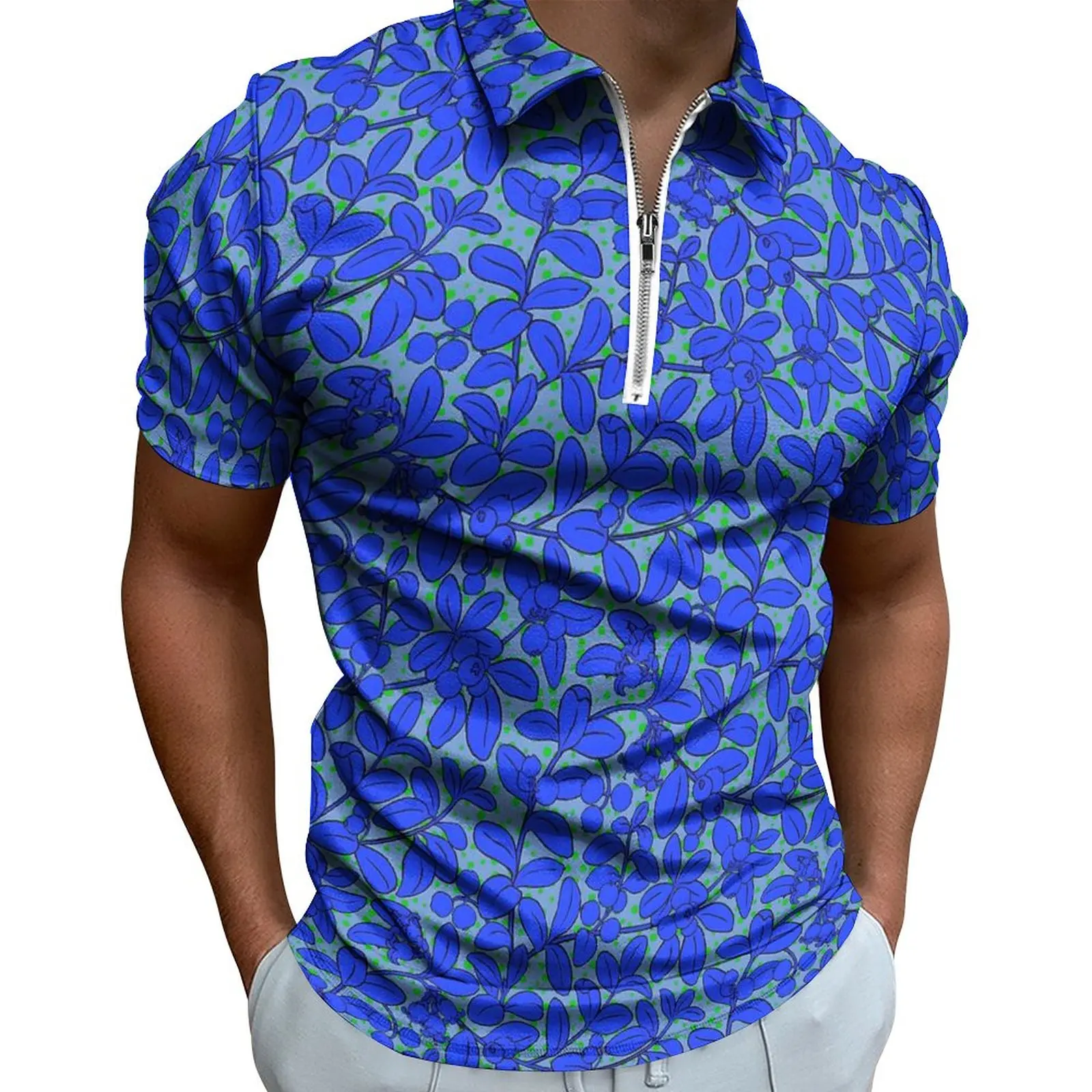 

Plants Print Casual Polo Shirts Blue Leaves Print T-Shirts Man Short-Sleeved Graphic Shirt Beach Trending Oversize Tops Gift Ide