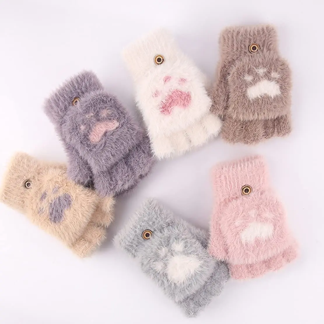 

Unisex Wool Knitted Fingerless Flip Gloves 2022 Winter Warm Finger Free Touchscreen Glove Women Exposed Finger Mittens Gloves