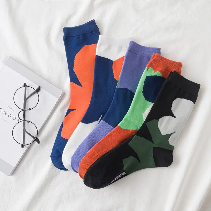 

Новые модные хлопковые носки с цветочным узором, милые индивидуальные модные осенне-зимние спортивные носки, чулки, парные носки, женские н...