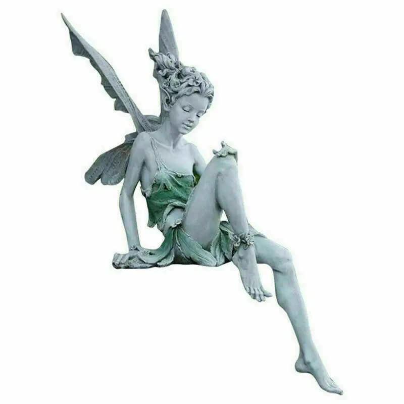 

Flower Fairy Angel Sculpture Garden Ornaments Miniatures Tudor Turek Sitting Statue Resin Landscaping Figurines Home Crafts