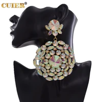 cuier 12cm clip on gorgeous round pendant dangle huge earrings womens earrings exaggerated stage draft jewelry drag queen