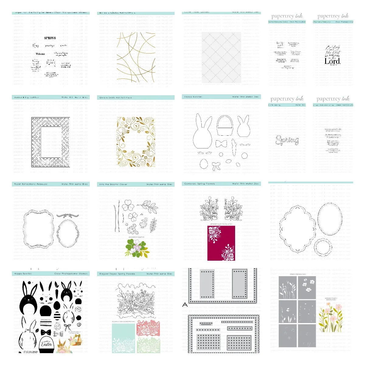 

Cornered Spring Flowers Happy Bunnies Letters 2023 Release Metal Cutting Dies Stamps Stencil Hot Foil Scrapbooking Make Photo