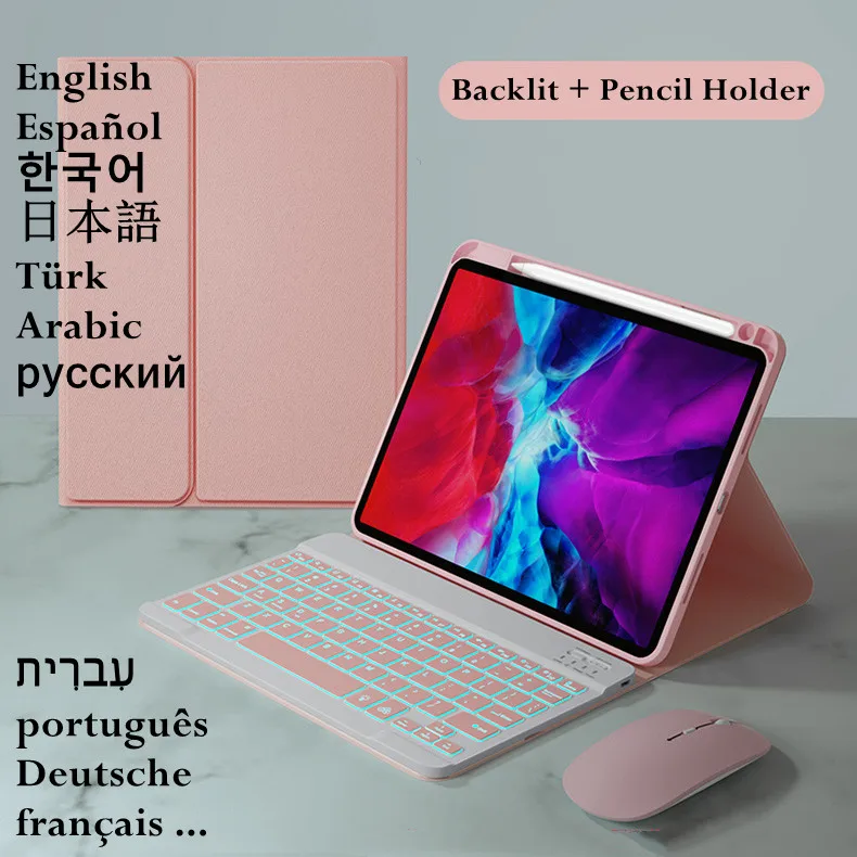 

For Capa Xiaomi Mi Pad 5 Pro Mi Pad 5 11 inch Keyboard Case Backlight Russian Spanish Korean Portuguese Tablet Keyboard Cover