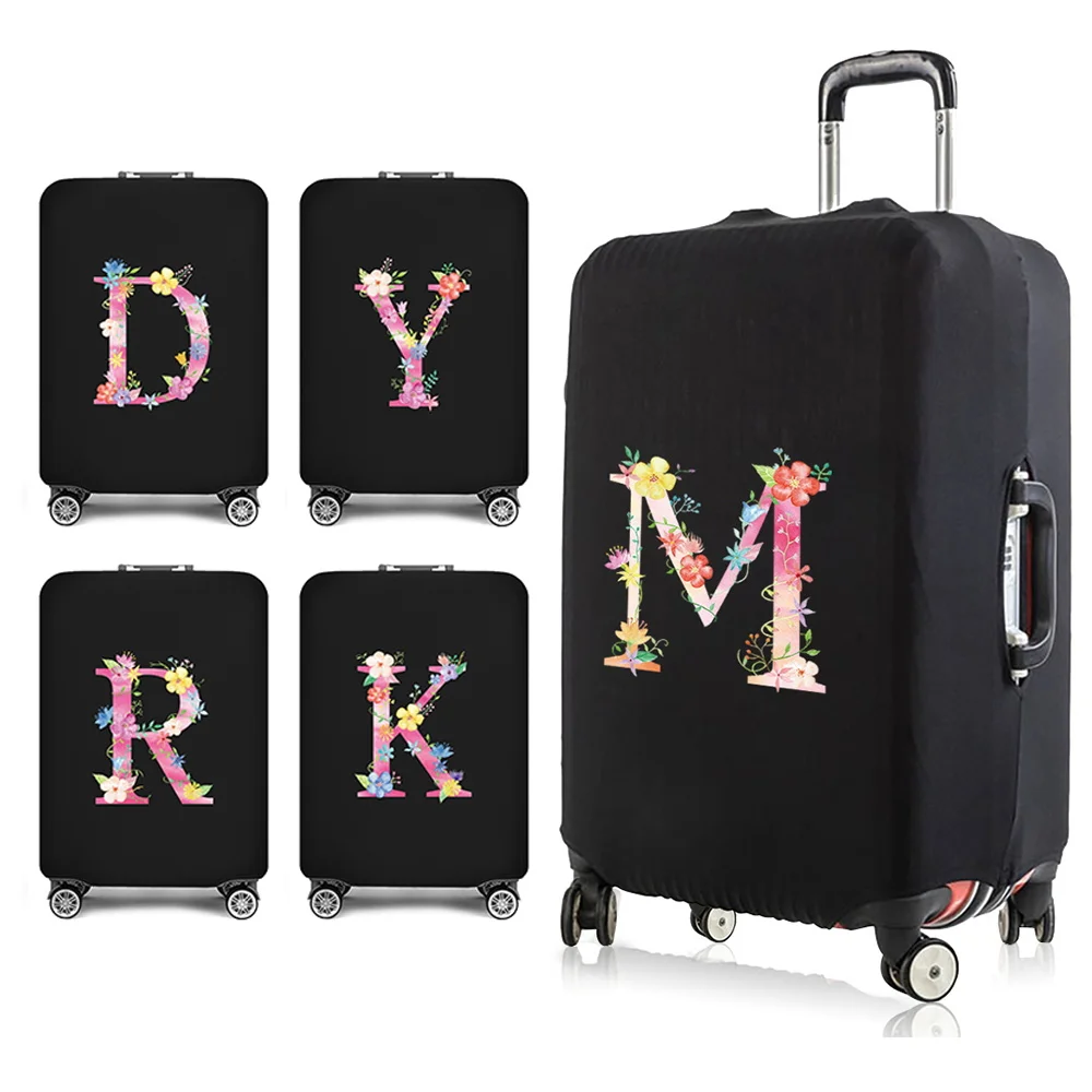 Cubierta protectora de equipaje para viaje de 18 a 28 pulgadas, accesorios de nombre de letra rosa, Maleta de carro, bolsas elásticas antipolvo