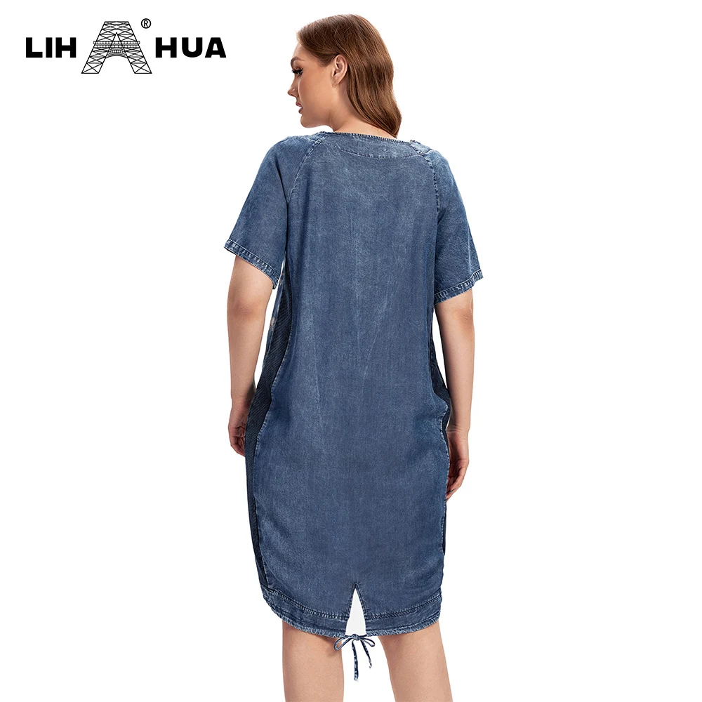 LIH HUA Женское джинсовое платье больших размеров с принтом Летнее повседневное