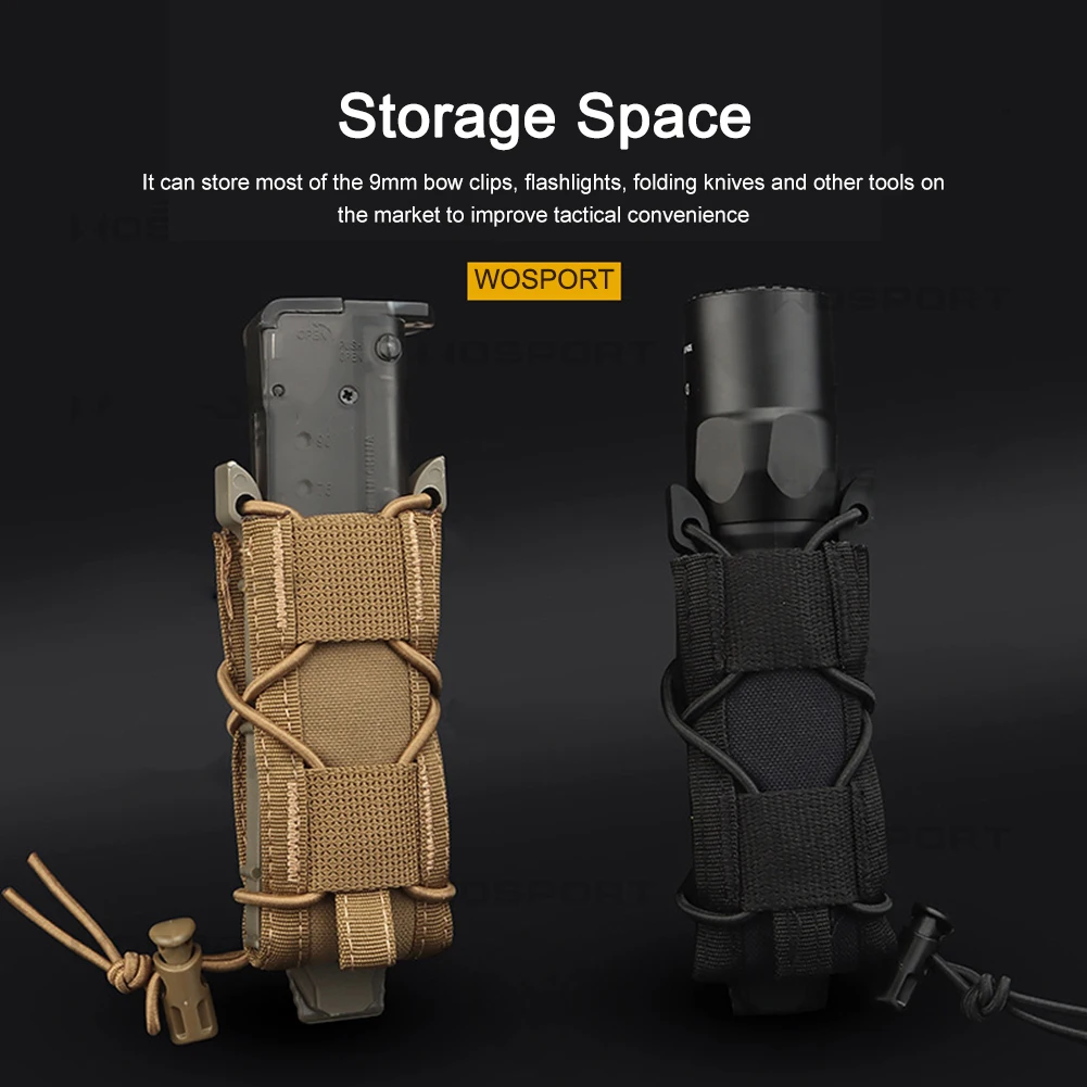

9mm Magazine Pouch Wear-resistant Outdoor Molle Flashlight Pouch Torch Holder Case for Hiking Climbing Hunting Accessories