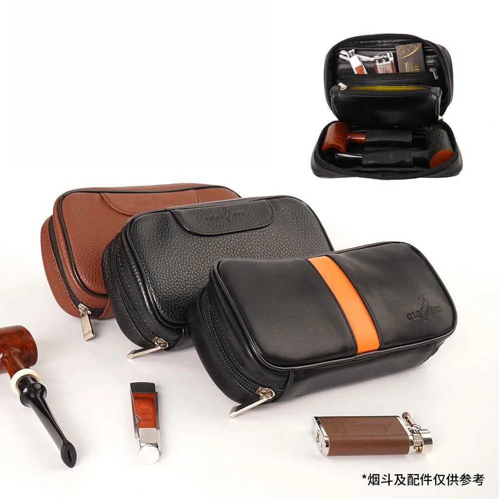 

PU Leather Exquisite Two Seats Smoking Accessories Tobacco Pipe Pouch Storage Bag