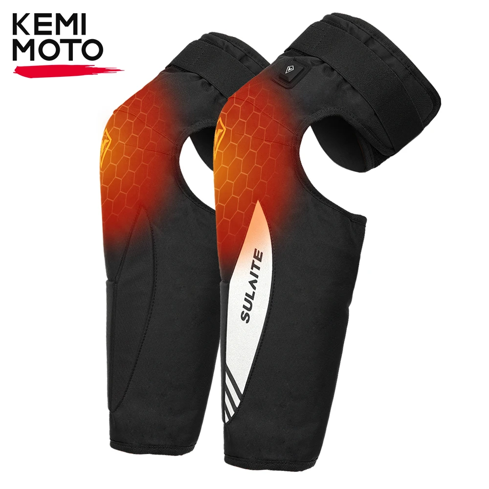 KEMiMOTO Heated Motorcycle Knee Pads Protector Warm Kneepads Winter Outdoor Moto Knee Pads Motorbike Protective Gear Men Women