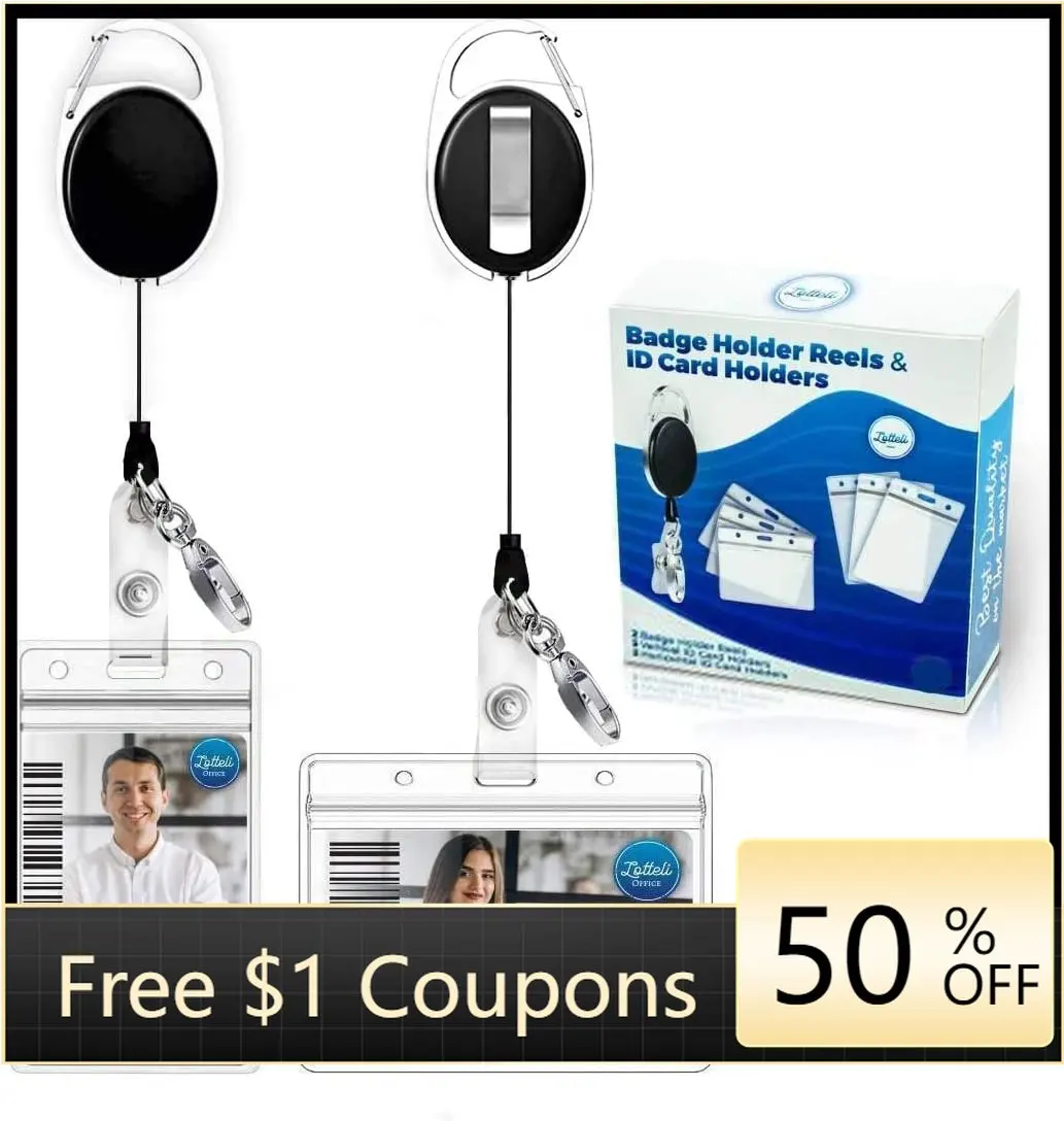 

ID Card Holder Reels Retractable ID Badge Holders Reels with Quick Release Claw Clasp Keychain Clip Horizontal and Vertical
