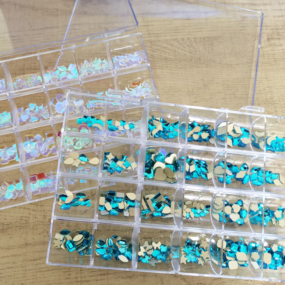 

480PCS Crystal AB Rhinestones for Nail Poly Ornament Gel Decor Flat-Back Nail Art Rhinestone Gems Crystal Girls Craft for Nails