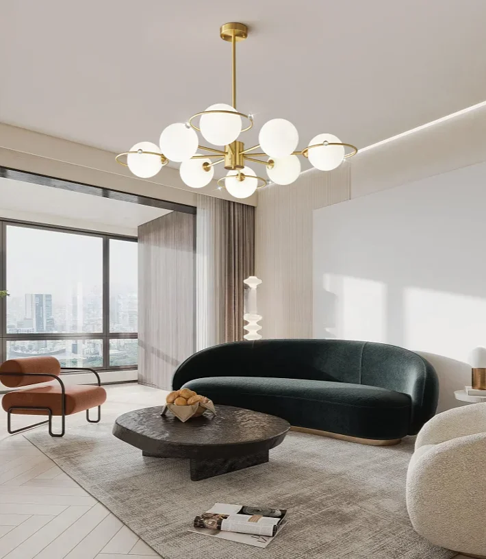 GHJUYIOL Light роскошный стиль полностью медный подвесной светильник для гостиной