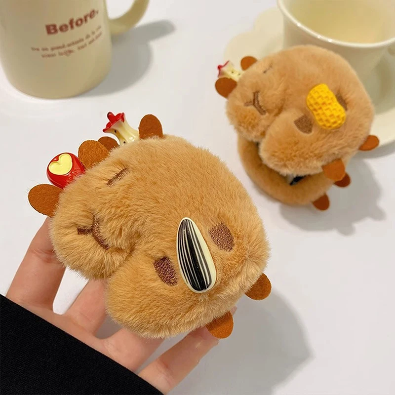 Семена арахиса и дыни двусторонняя милая капибара плюшевые когти для волос