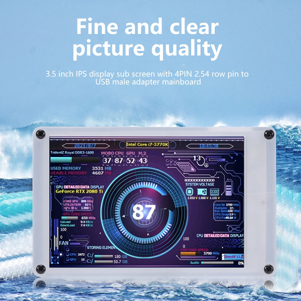 

Dual USB Computer Temperature Display CPU GPU RAM HDD Monitor 3.5 Inch IPS Secondary Screen Freely AIDA64 for Raspberry Pi PC