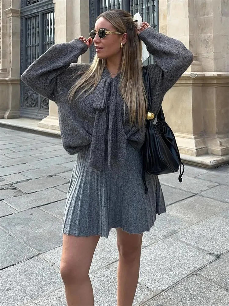 

Tossy Twist Knit Sweater Pullover Women Ribbed Long Sleeve Loose Solid Knitwear Sweater Fashion High Waist Female Pullover 2023