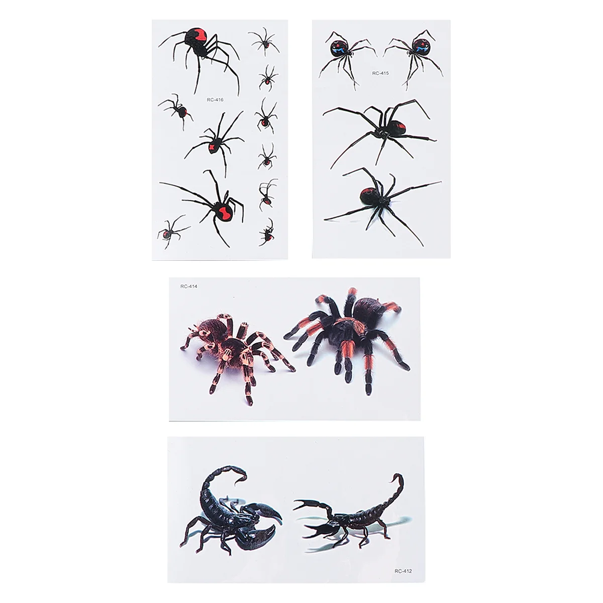

20 Sheets Stickers Temporary Stickers Temporary Stickers Spider Stickers for Kids