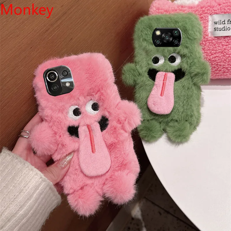 Чехол с забавным языком для Xiaomi Poco M5 M4 M3 X5 X4 X3 F3 F2 F1 Redmi Note 8 7 8A теплый плюшевый