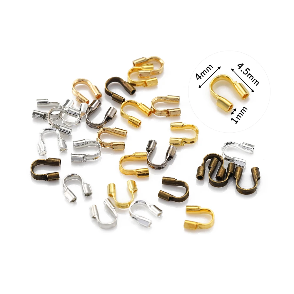 200Pcs/lot Stainless Steel U Shape Connectors Metal Wire Guard Protectors Loops for Jewelry Making DIY Accessories Supplies