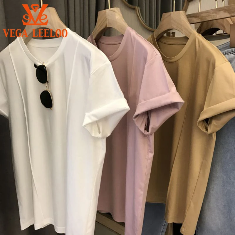 Классические однотонные футболки женские летние хлопковые модные 2022 топы