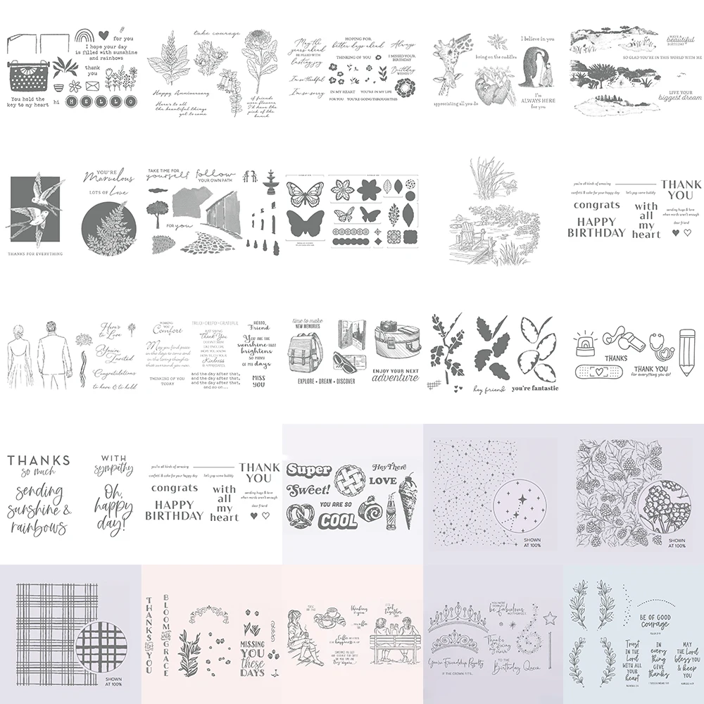 

Beautiful Plants Giraffes Sloths Pairs Clear Silicone Stamps Faith Script English Phrase Stamps 2023 New DIY Crafting Making