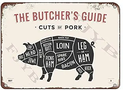 Креативный плакат свиньи серии Руководство мясника жестяной металлический для