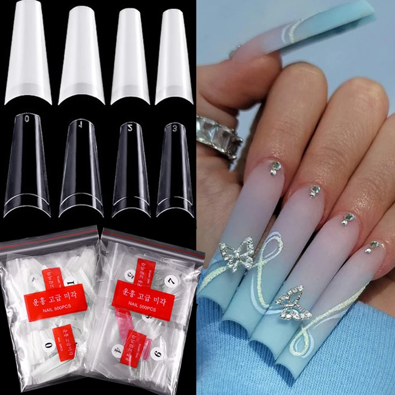 

500 шт./кор. прозрачные натуральные ногти T-образной формы накладные ногти Формы для наращивания ногтей квадратные маникюрные украшения