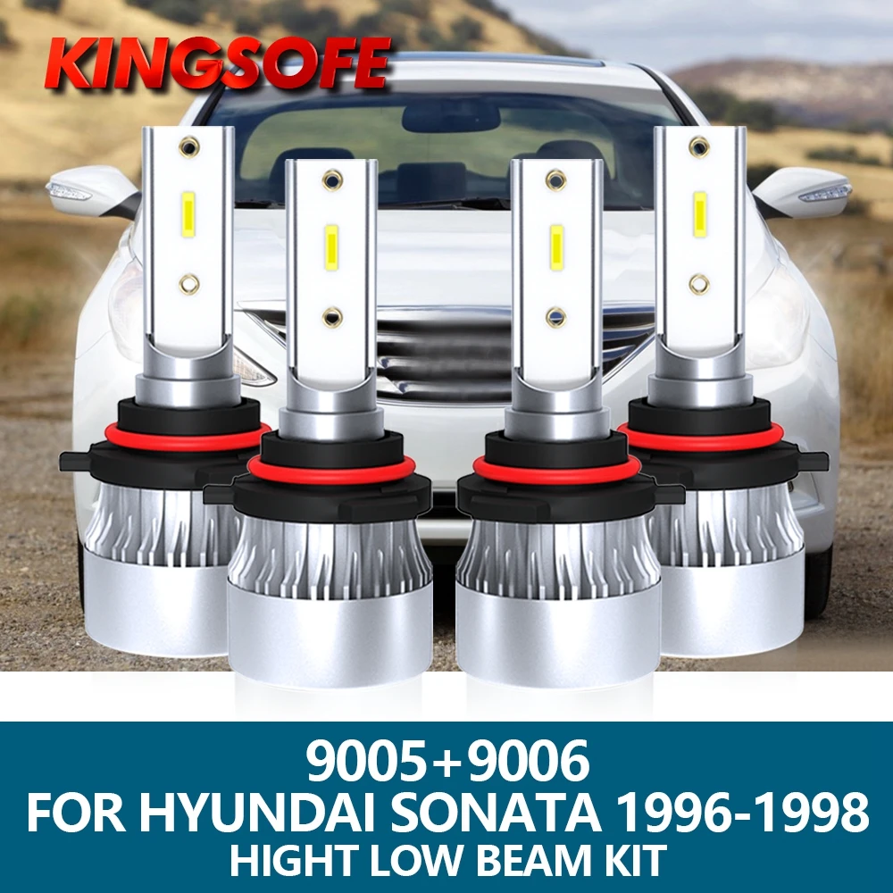

4Pcs LED Headlight 9005 HB3 9006 HB4 Car Light 16000LM 6000K CSP Chips High Low Beam Bulbs kit For Hyundai Sonata 1996 1997 1998