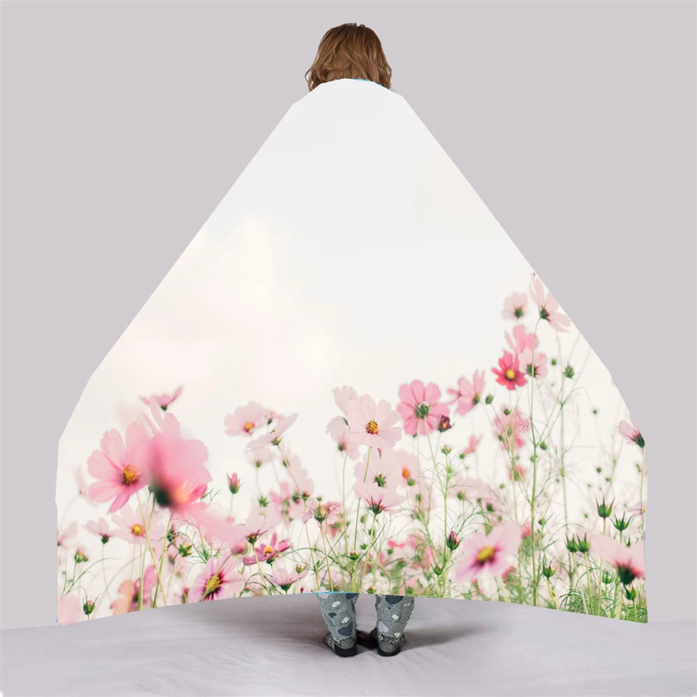 

Flowers Sherpa Blanket for Beds Wearable Pink Floral Plush Bedding Girls Throw Blanket Plant Leaf Fluffy Blanket Love Gift