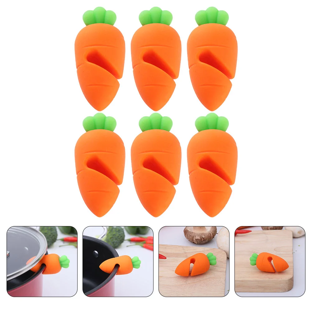 

Pot Lid Holder Lifter Stand Clip Stove Soup Stopper Cooking Spoon Cover Boil Spill Silicone Over Helpers Pan Carrot Stoppers