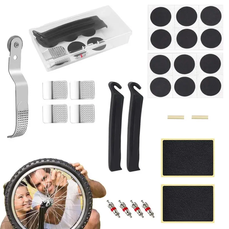 

Набор накладок на велосипедные шины, комплект инструментов для приклеивания, портативный, с хранилищем, для ремонта велосипедов, кемпинга, путешествий