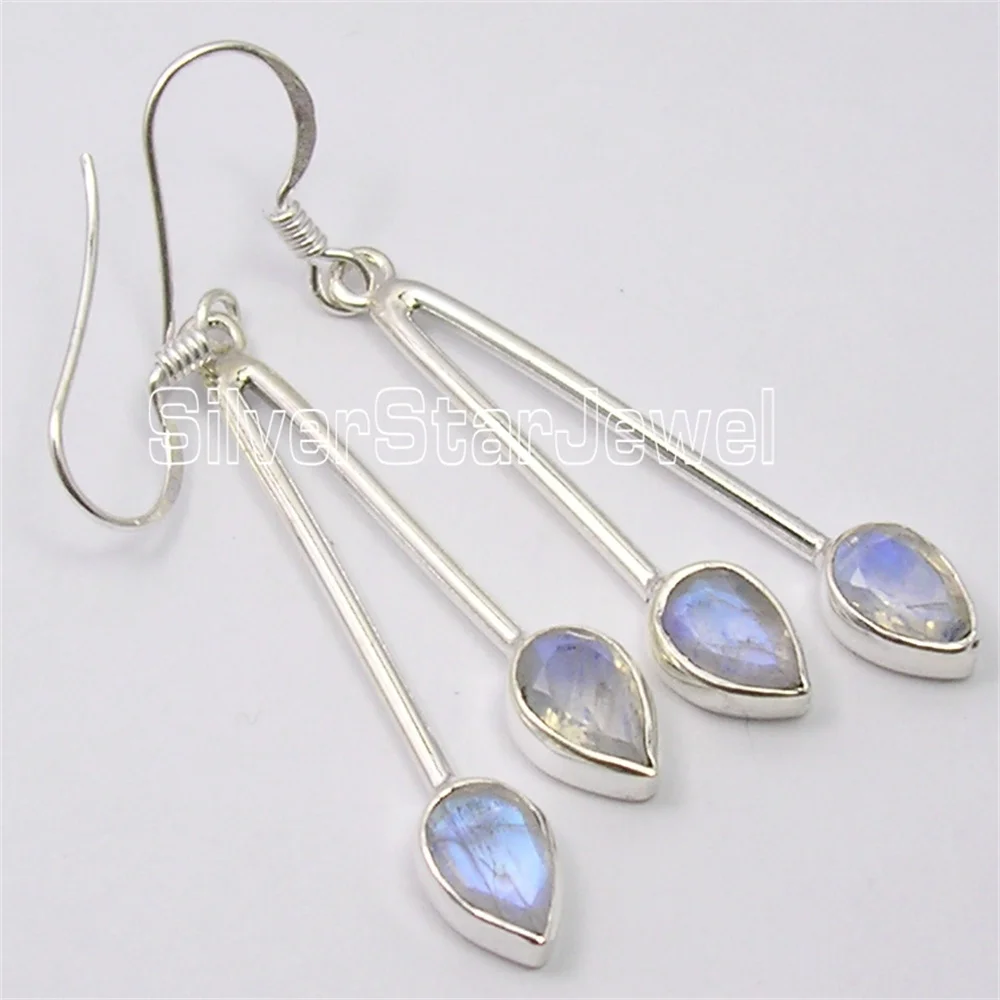 

Many Color Semi-precious Stone Earrings 2" For Women Jewellery