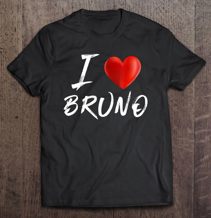 

Футболка мужская хлопковая с надписью «I Love Heart Bruno»