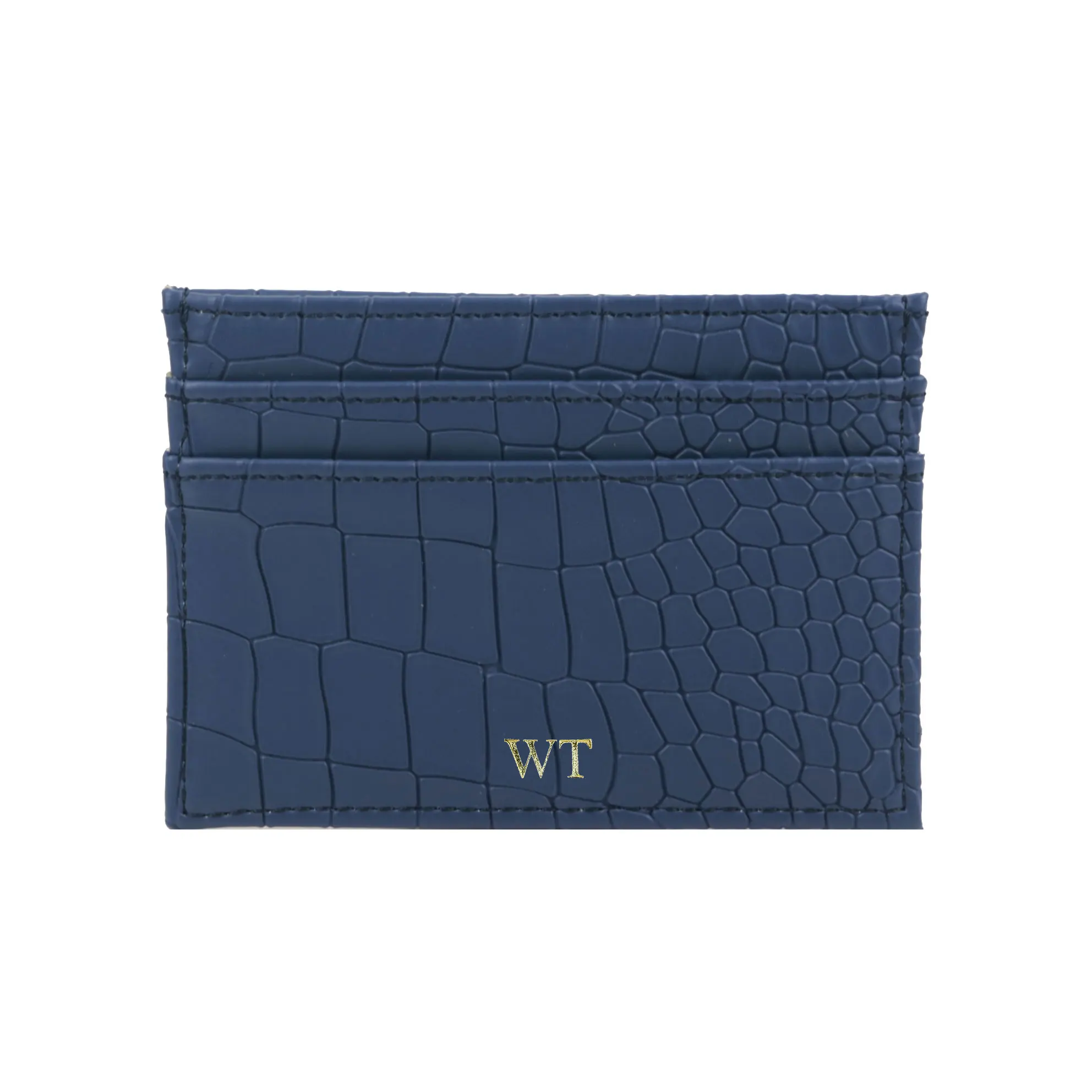 Free Custom Initial Letters Slim RFID Blocking Wallet Crocodile Pattern PU Leather Credit Card Holder ID Card Case Gift