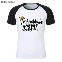 technoblade merch t shirt kids fashion soft 100 pure cotton tshirts patchwork short sleeved girls tops dream smp shirt for boys