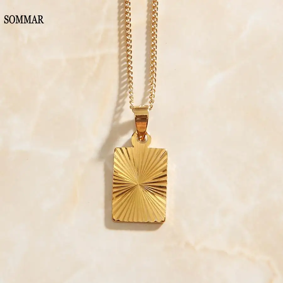 

SOMMAR 50cm Charm Pendants Necklaces Gold Color carve wave Pendants Chains Christian Catholic Religious Ornaments
