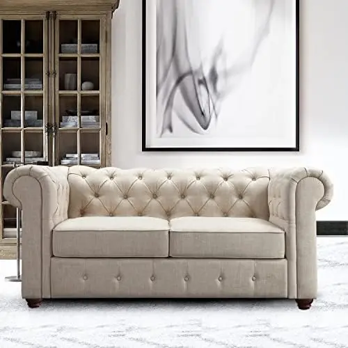 

Chesterfield Settee Loveseat, Brown