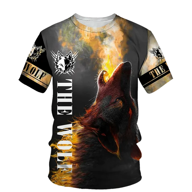 Футболка мужская оверсайз с 3D-принтом волка