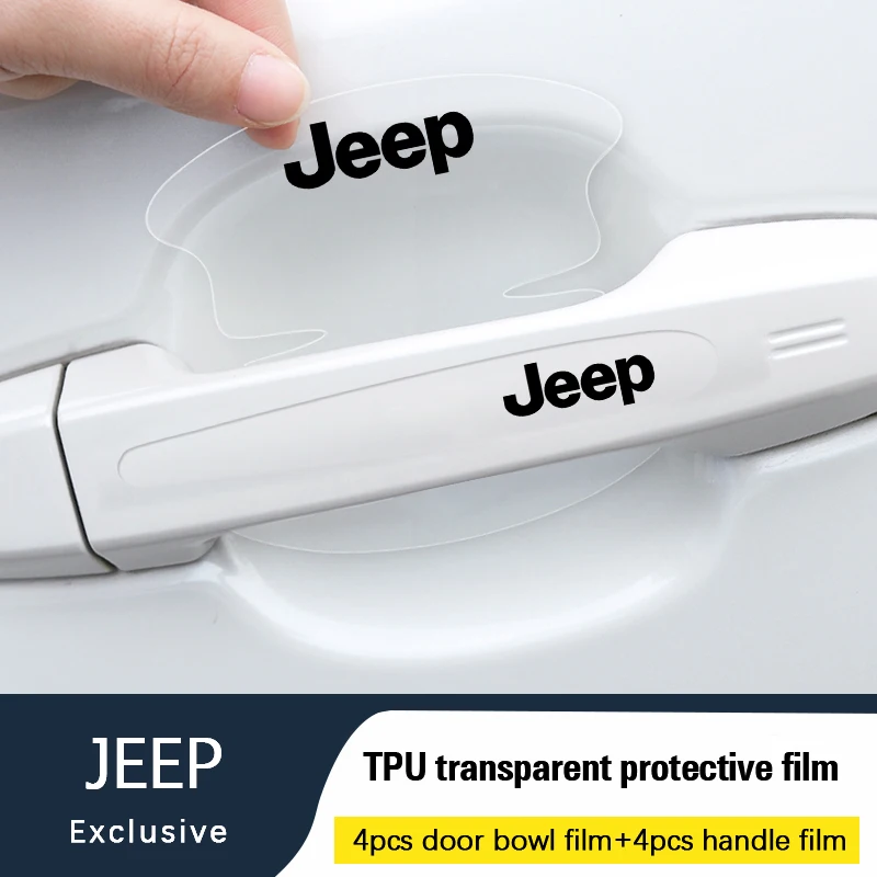 TPU Car Transparent Door Bowl Handle Protective Film Sticker For Jeep Renegade Compass Grand Cherokee Wrangler jk Gladiator