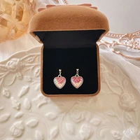 cute vintage scaly heart earrings women earring aaa bling multicolor zircon romantic style earrings feminia accessories