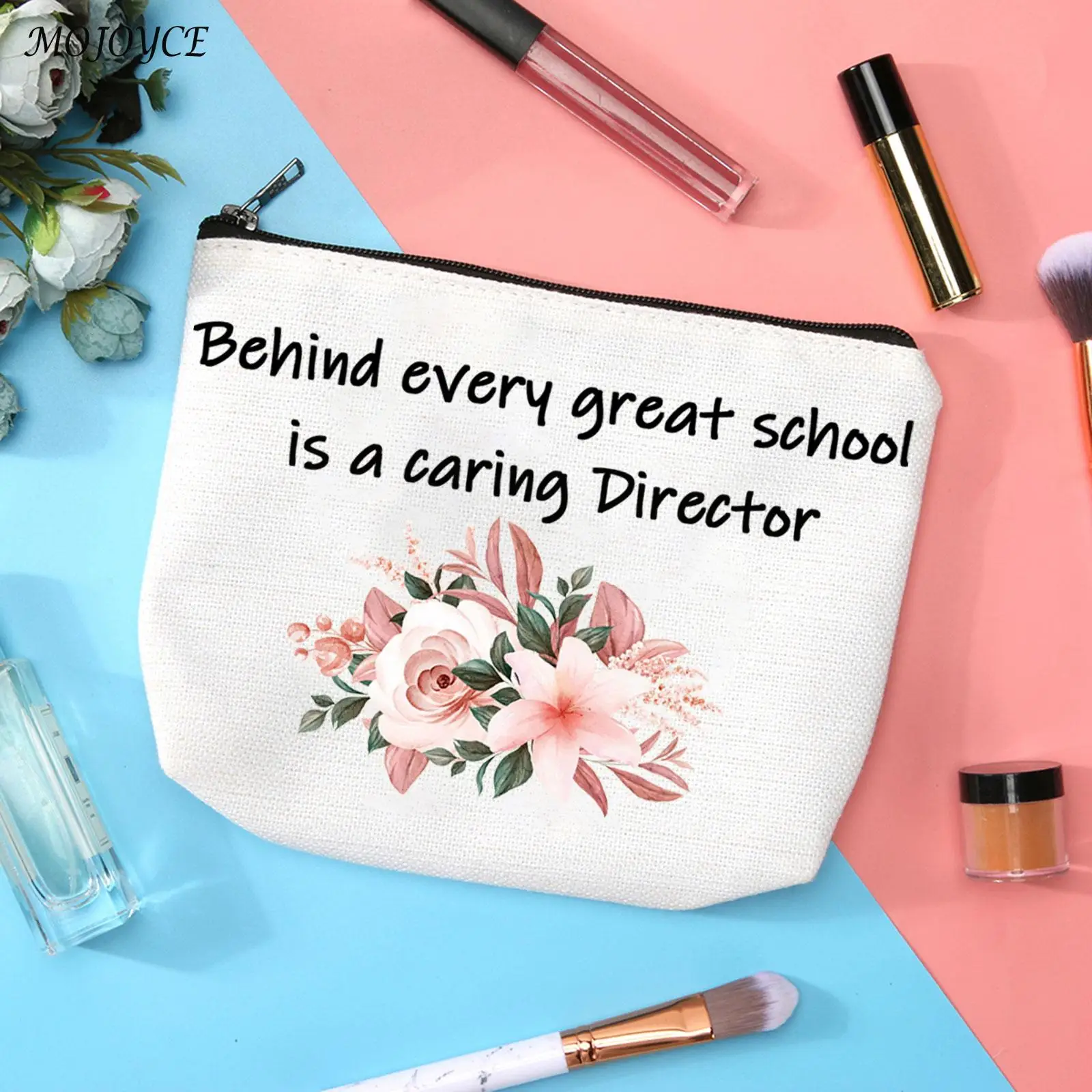 

Linen Women Cosmetic Organizer Flower Teacher Pattern Zipper Beauty Pouch Bag Women Travel Makeup Case Zipper Pouch