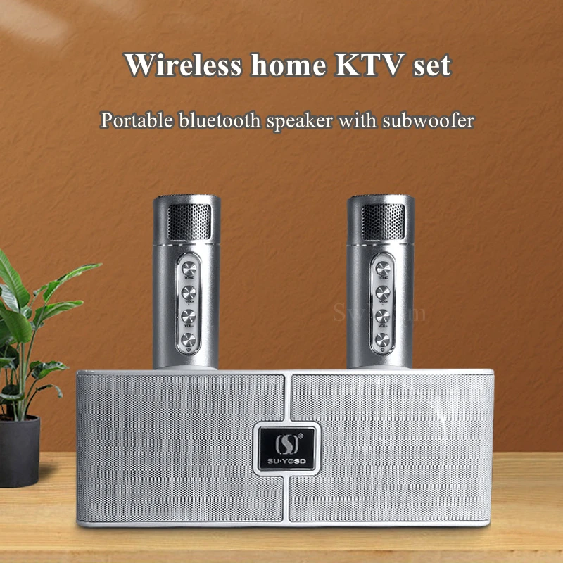

Upgraded Version Of Wireless Microphone Family Karaoke Bluetooth Speaker Portable Outdoor Subwoofer Support TF Card YS-204