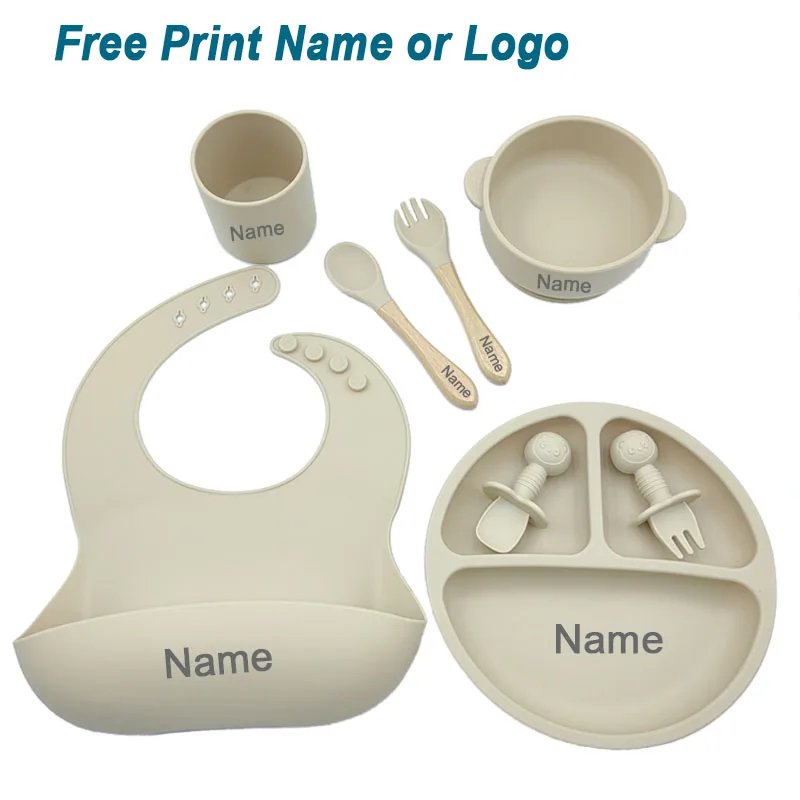 Sucker Bowl Silicone Dishes Plate For Baby Cup Bibs Spoon Fo
