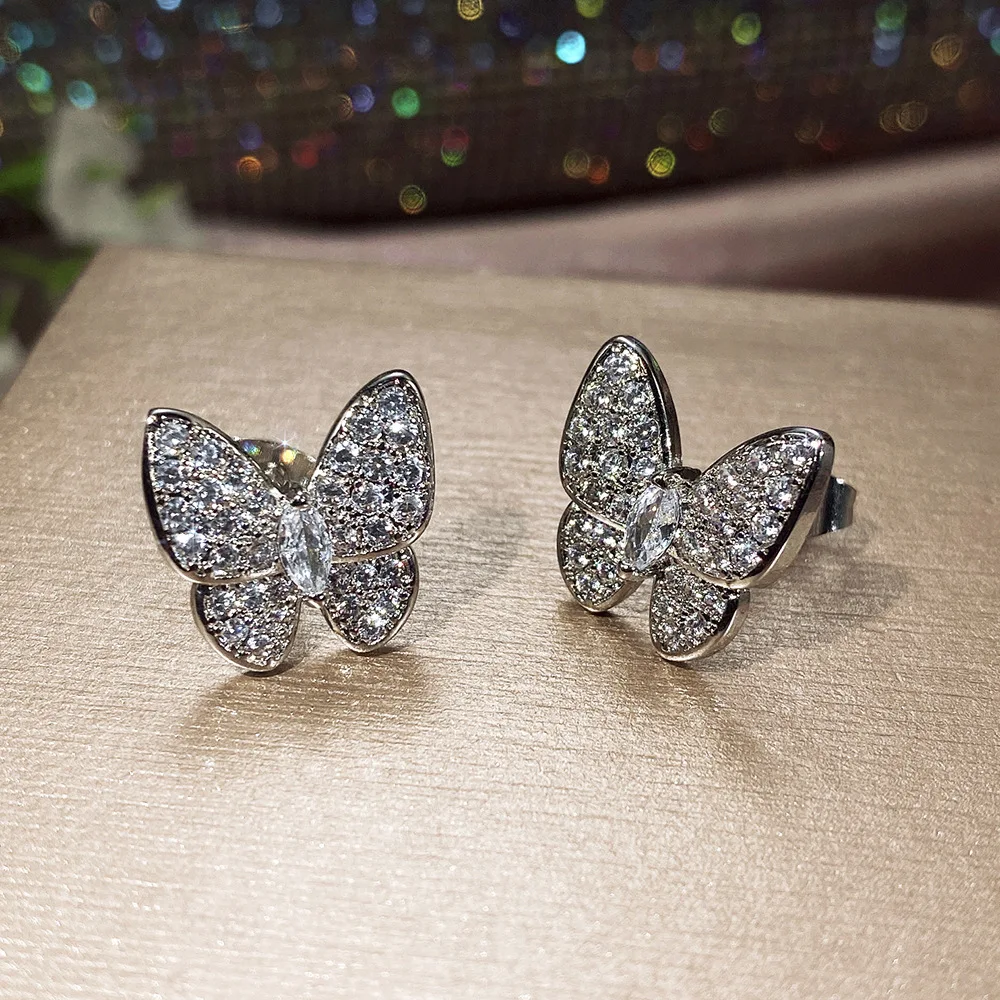 Женские серьги-гвоздики с кисточками и фианитом x027 |